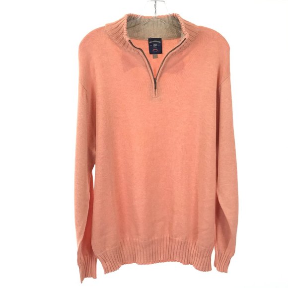 NWOT Mens Size Large or XXL Bills Khakis Orange Quarter Zip Pullover Sweater NEW - Picture 1 of 3